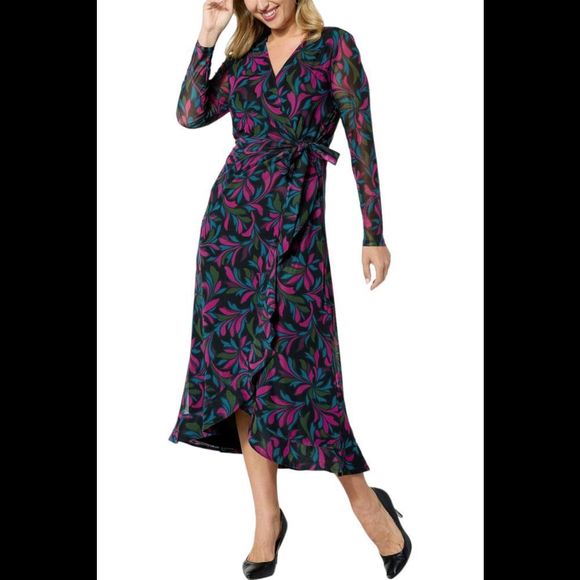 C Wonder by Christian Siriano Mesh Ruffle Hem Dress Wild Tulip Fuchsia - Petite - Picture 1 of 1